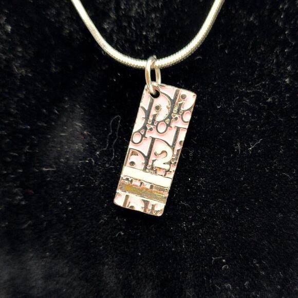 CHRISTIAN DIOR #2 Trotter Necklace Pink/Silver Tone Metal - Picture 8 of 9